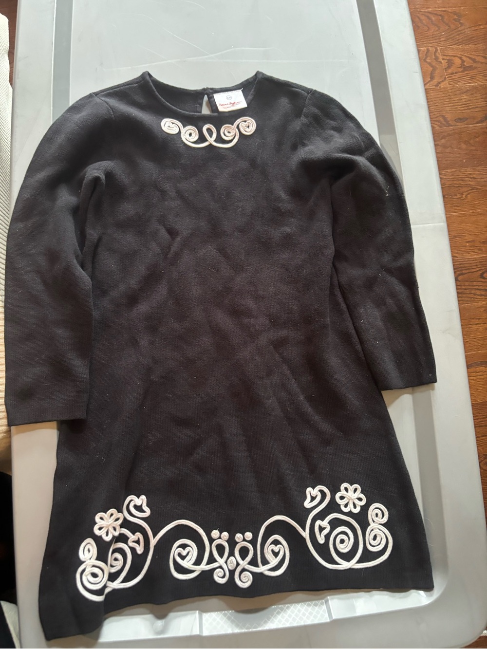 Hanna Andersson Black Dress with White Embroidery